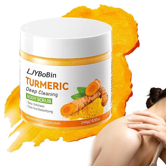 Turmeric Body Scrub,Deep Cleansing Handmade Exfoliating Body Scrub,Moisturizing Skin Turmeric Face Exfoliator for All Skin Types
