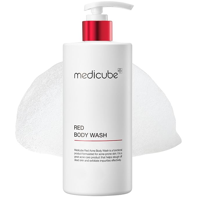 Medicube Red Acne Body Wash 14.10 Fl.oz I Low pH and Hydrating Cleanser with Salicylic Acid, Lactic Acid, Niacinamide and Hyaluronic Acid Suitable for Bacne Treatment | Korean Skin Care