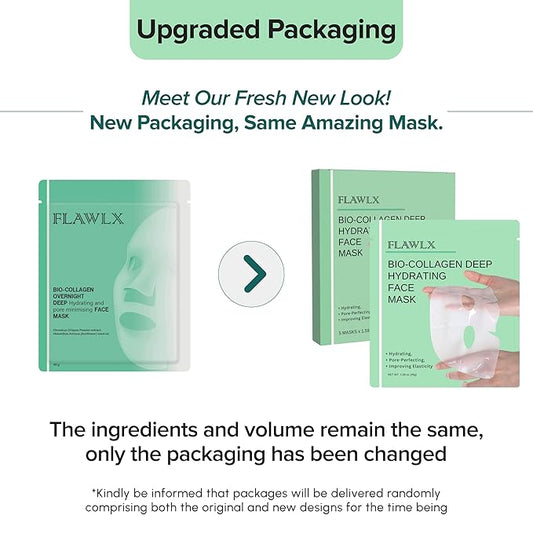 Bio-Collagen Real Deep Face Mask, Hydrating Overnight Hydrogel Mask, Pore Minimizing, Elasticity Boosting, With Natural Ingredients Facial Mask 45g (5-Pack) | TikTok Trend Items
