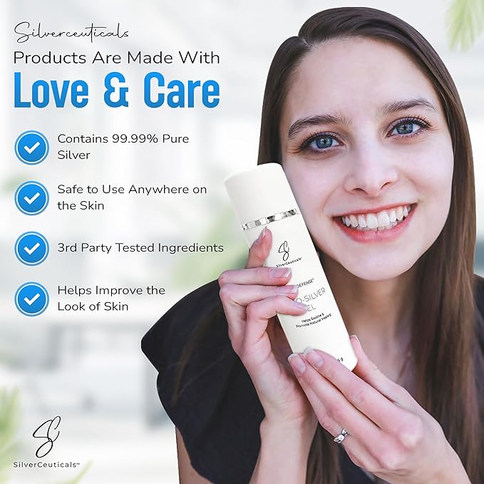 Cosmetic Gel with Nano Colloidal Silver - Promotes Natural Healing - Repair Cuts Scrapes Blemishes - Soothe & Hydrate - Skin Firming - Non-Greasy Water-Based Formula - No Harsh Chemicals - 3.4oz