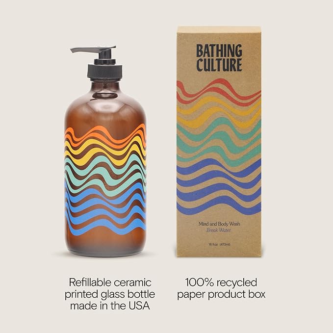 Bathing Culture, Mind + Body Wash, 16oz, Break Water (Recycled Plastic)