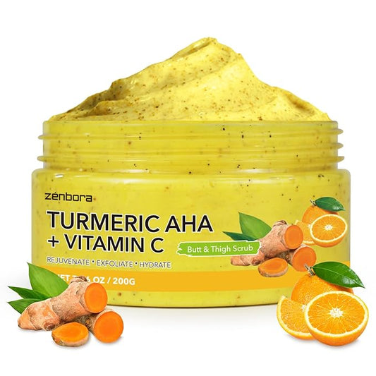 Turmeric Vitamin C Butt Body Scrub Exfoliator for Black Pore Deep Cleaning, Butt Acne/Back Excess Sebum/Oil/Inner Thigh/Elbow/Foot Dead Skin Cell/Ingrown Hair, Body Care-7.06 OZ