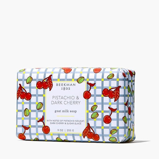 Beekman 1802 Pistachio & Dark Cherry Goat Milk Soap- Scented - 9 oz - Cleanses, Nourishes & Hydrates - Certified Microbiome Friendly - No Irritation - Good for Sensitive Skin