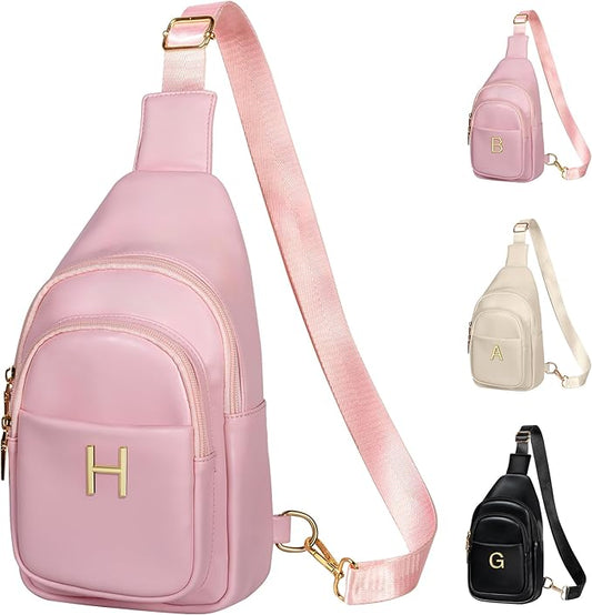 Birthday Gifts for Women Teen Girls, Initial Crossbody Sling Bag, Travel Purse for Women, Friends Sister Gifts