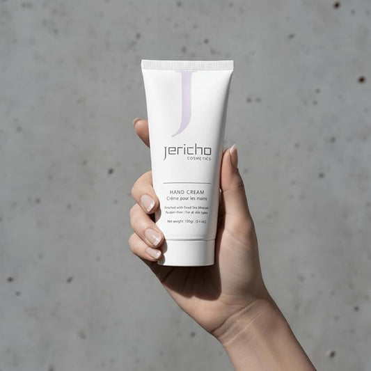 Jericho Cosmetics Hand Cream – Moisturizing & Nourishing with Aloe, Olive Oil & Dead Sea Salts – Hydrating Formula with Witch Hazel & Vitamin E – Non-Greasy, 3.4 oz