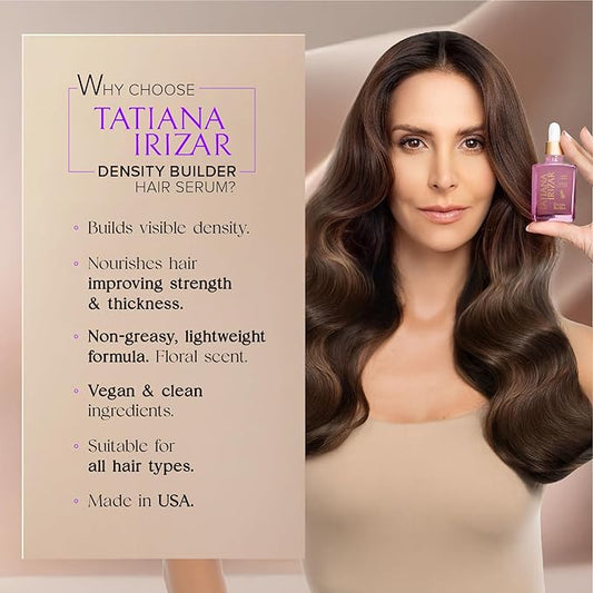 Hair Thickening Serum - Hair Density Serum Builder for Women Made in USA 30ml - Clinically Proven Scalp Treatment Non-Greasy - Biotin Argan & Pea Peptides - Thinning, Fine or Damaged Hair Growth Serum