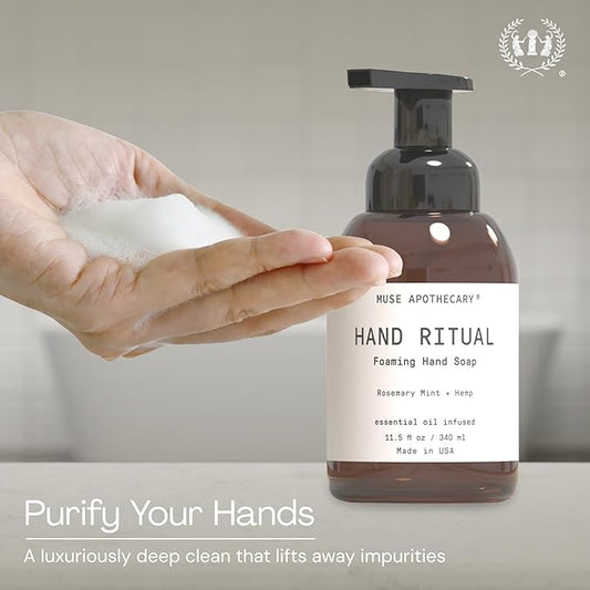 Muse Apothecary Hand Ritual - Aromatic and Nourishing Foaming Hand Soap, Infused with Natural Aromatherapy Essential Oils - USDA Certified Biobased - 11.5 oz, Fleur du Lavender