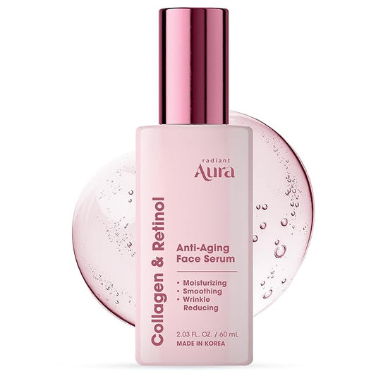 Collagen & Retinol Face Serum - Dermatologist Tested Korean Anti-Aging Solution for Wrinkles & Dark Spots - Premium Skin Repair Formula for Deep Hydration & Rejuvenation - 2 fl oz