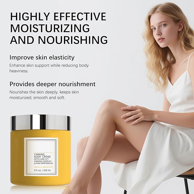 Champagne Lift Firming Body Creme, Anti-Aging Skin Tightening,Champagne Beaute Lift Firming Body Crème, Deep Hydration & Smoothing Skin On Arms & Legs body cream (Yellow, Vanilla)