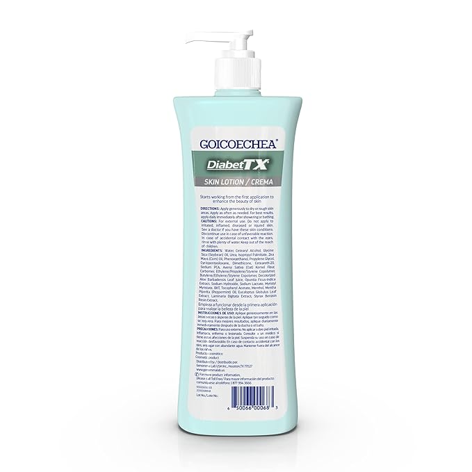 Goicoechea Diabet TX Diabetic Lotion for Dry Skin | Soothing Hydrating Cream for Women and Men, Moisturizer for Hands, Legs, Feet, and Body, Extra Dry Skin Support, 13.5 Oz, 3-Pack