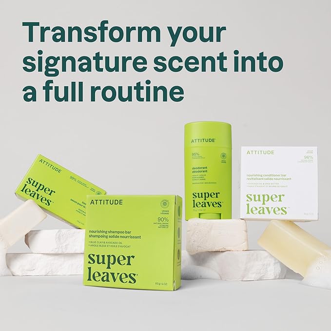 ATTITUDE Body Soap Bar, Natural Origin, Protects and Softens Dry Skin, Watercress, Indian Cress & Olive Oil, EWG Verified & Vegan, Pear & Amber, 4 Oz (Pack of 6)