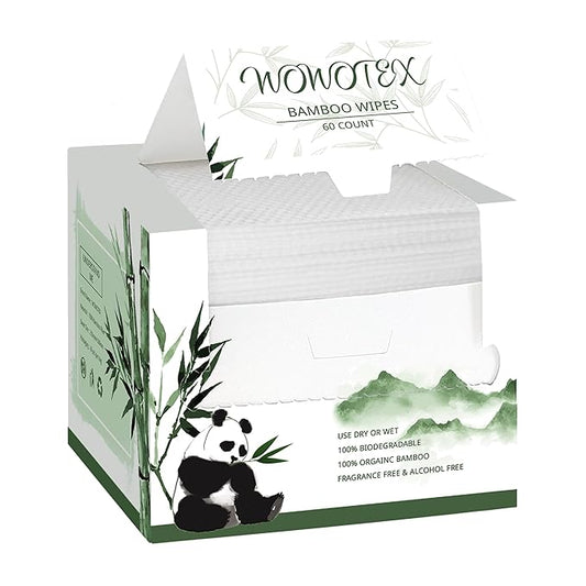 Bamboo Viscose Disposable Face Towel Biodegradable Large Dry Face Wipes 240 Count Extra Thick Soft Clean Facial Towels for Sensitive Skin, Makeup Removing, Facial Cleansing