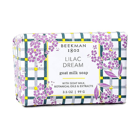 Beekman 1802 Lilac Dream Goat Milk Soap - 3.5 oz Each - Scented - Nourish, Moisturize & Hydrate - 100% Vegetable Soap with Lactic Acid - Triple Milled - for Sensitive Skin - Cruelty Free