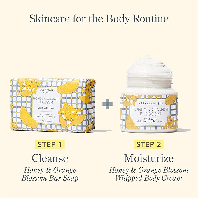 Beekman 1802 Goat Milk Body Soap Bar, Honey & Orange Blossom - Scented - 9 oz - Nourishes, Moisturizes & Hydrates - 100% Vegetable Soap with Lactic Acid - Good for Sensitive Skin - Cruelty Free