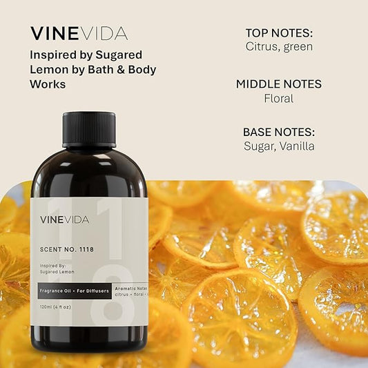VINEVIDA [4 Fl Oz] Scent NO. 1118 Fragrance Oil for Cold Air Diffusers, Aromatic Notes of Citrus, Green, Floral, Sugar & Vanilla Essential Oils for Diffuser Oil Refill & Air Freshener Room Spray