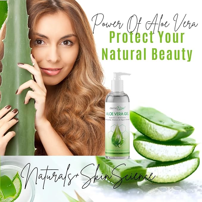 Aloe Vera Gel - Organic 100% Pure Aloe + Witch Hazel + Vitamin C + Vitamin E - Skin Soothes, Moisture And Repair Formula, Nutrients Rich And Cold Pressed - 16 Fl Oz