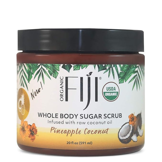 Whole Body Scrub - Infused with Coconut Oil, Exfoliating Sugar Scrub for Smooth and Soft Skin, Exfoliates & Restores Skin's Natural Biosphere, Pineapple Coconut 20 oz