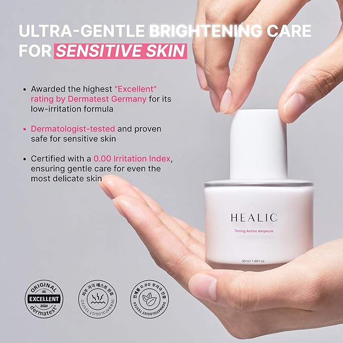 Toning Active Ampoule–Brightening, Hydrating&Soothing with Tranexamic Acid, Niacinamide&Hyaluronic Acid, Dark Spot Correction, Gentle for Sensitive Skin, Korean Skin Care, 50ml/1.69 fl.oz
