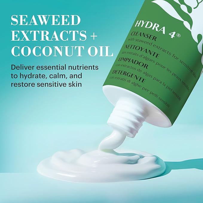 Repechage Hydra 4 Cleanser with Seaweed Extracts for Sensitive Skin - Daily Hydrating Gentle Cleanser, Removes Waterproof Makeup, Exfoliating Lactic Acid, Balances and Moisturizes Skin, 6 oz.