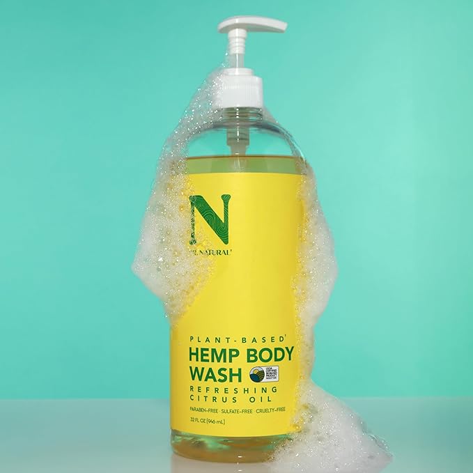 Dr. Natural Hemp Body Wash, Citrus, 32 oz - Pure Plant-Based Body Wash - Deep Cleansing and Moisturizing with Organic Shea Butter - Enriched with Hemp Seed Oil - Suitable for Sensitive Skin