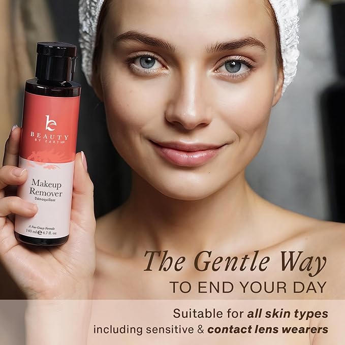 Makeup Remover - USA Made with Natural & Organic Ingredients Face and Eye Make Up Remover, Use with Wipes or Cotton Pads, Gentle Non-Greasy Makeup Remover for Dry, Oily and Sensitive Skin Types