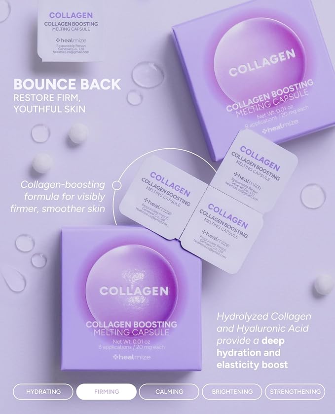 Collagen Boosting Melting Capsule – For Hydration & Firming | Korean Skin Care for Sensitive Skin | Booster for Collagen Serum, Toner & Moisturizer | 8 Capsules