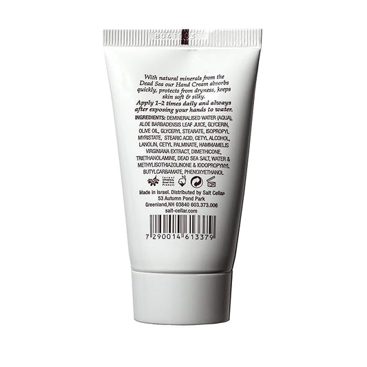 Salt Cellar Spa Dead Sea Mineral Hand Cream, Moisturizer Lotion for Dry, Cracked Skin Enriched with Glycerin, Olive Oil, Paraben Free, Fast Absorbing, Travel Size 1.4 FL oz (40 ml)