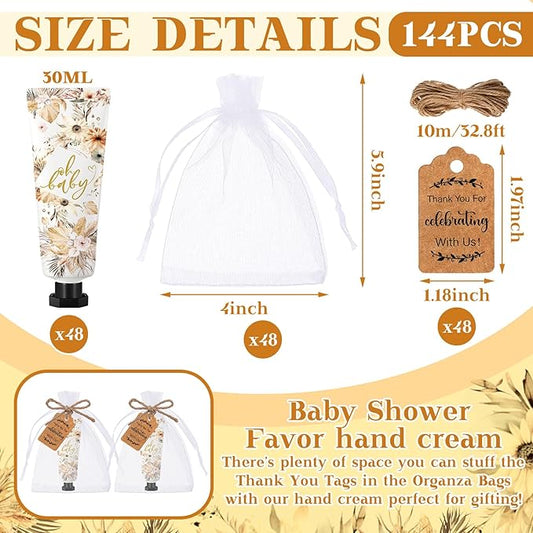 48 Sets Baby Shower Hand Cream Party Favors for Guests Gift Bulk Travel Size Hand Lotion Set for Baby Shower Wedding Christmas(Boho)