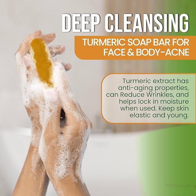 Turmeric Soap Bar for Face & Body, Smooth Skin, Natural Handmade Soap (Pack of 4)