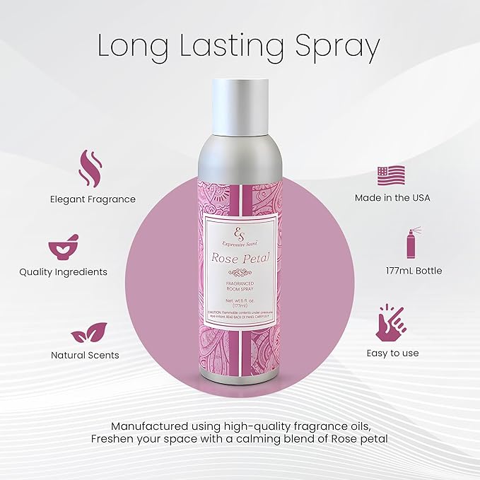 Room Freshener spray - Premium Rose Air Fresheners for Home – Long lasting home fragrance Spray for Bathroom, Office & Small Spaces 6 FL Oz