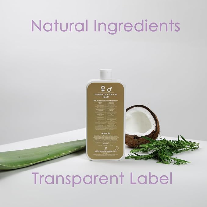 GirlyMan Natural Body Wash - Made with Olive Oil & Aloe Extract, No Artificial Fragrance, PH Balanced, Gentle Formula, Nourishing Ingredients, Family Owned (Lavender)