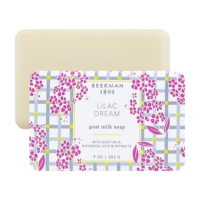 Beekman 1802 Lilac Dream Goat Milk Soap - 9 oz - Scented - Cleanses, Nourishes & Hydrates - With 100% Vegetable Base & Botanical Oils - Triple Milled - Good for Sensitive Skin - Cruelty Free
