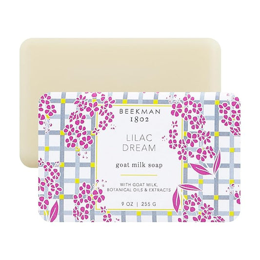 Beekman 1802 Lilac Dream Goat Milk Soap - 9 oz - Scented - Cleanses, Nourishes & Hydrates - With 100% Vegetable Base & Botanical Oils - Triple Milled - Good for Sensitive Skin - Cruelty Free