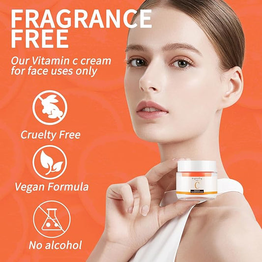 Vitamin C Face Cream, Vitamin Moisturizer C Cream with Hyaluronic Acid Squalane, V C Cream Face For Fine Lines & Tightening Skin Wrinkles, Antioxidant Firming Cream