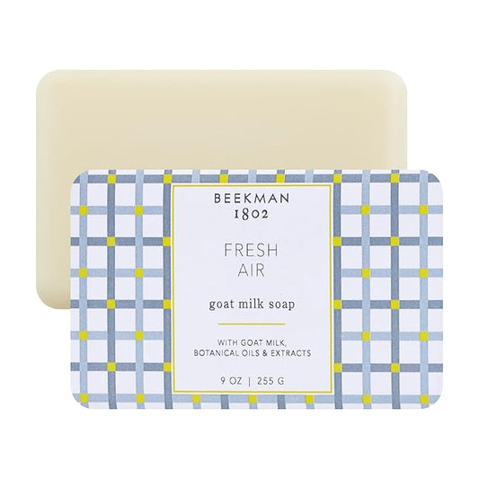 Beekman 1802 Goat Milk Body Soap Bar, Fresh Air - Scented - 9 oz - Nourishes, Moisturizes & Hydrates - 100% Vegetable Soap with Lactic Acid - Good for Sensitive Skin - Cruelty Free