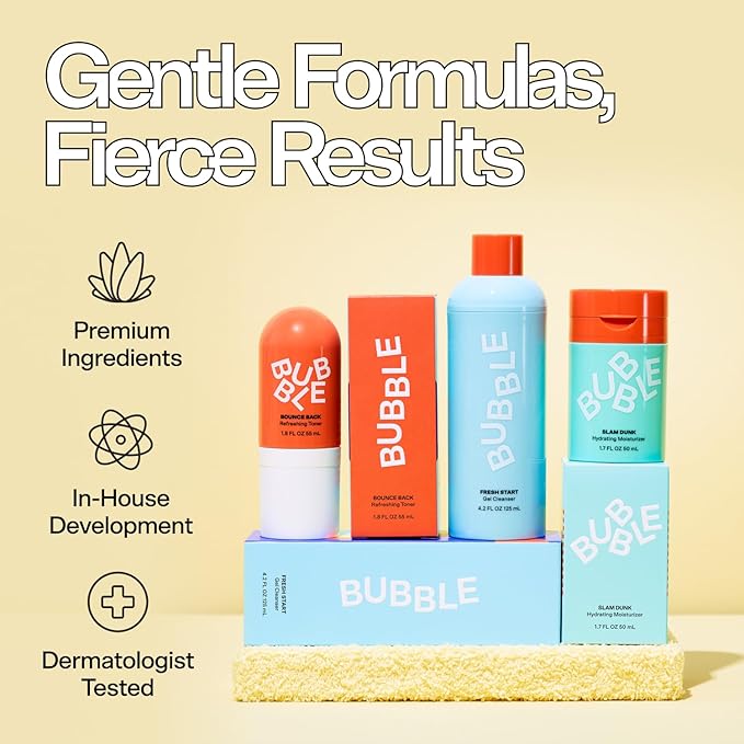 Bubble Skincare Fresh Start Gel Cleanser - Gentle Exfoliating Face Wash for Oily Skin - Formulated with Aloe Vera Juice + Caffeine to Protect and Soothe Complexion (50ml)