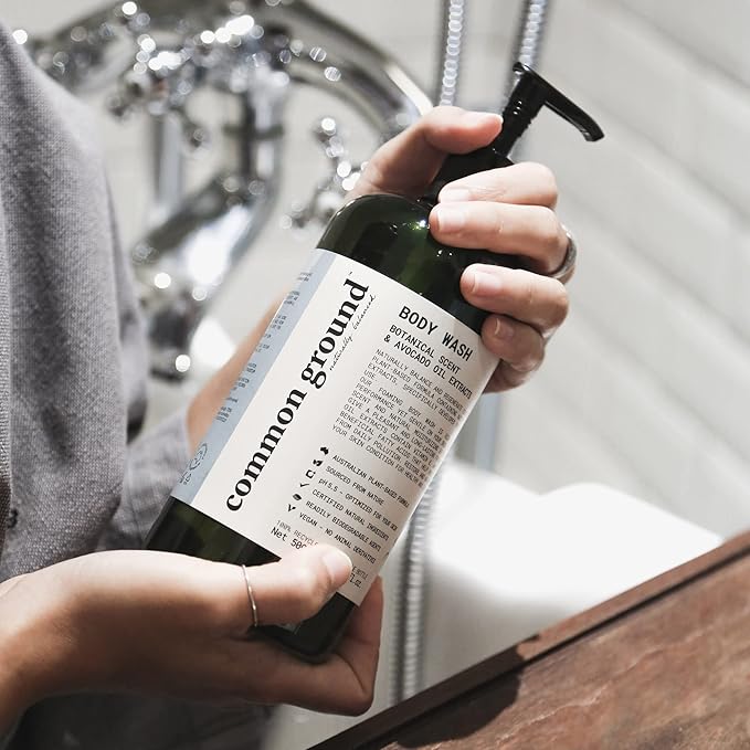 COMMON GROUND Natural Body Wash - Paraben & Cruelty Free, Vegan, Plant-Based, Botanical Scent & Avocado Oil Extracts - All Skin Types, Men & Women, Sensitive, Refill