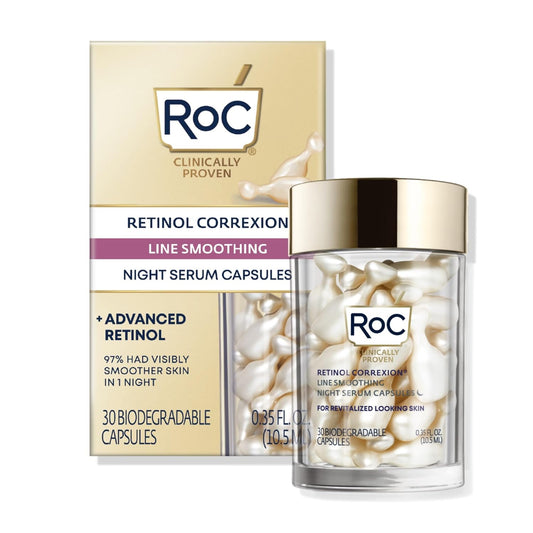 🌙 Retinol Night Serum for Wrinkles – 30 Capsules | Anti-Aging, Line Smoothing, Post-Acne Care, Fragrance-Free