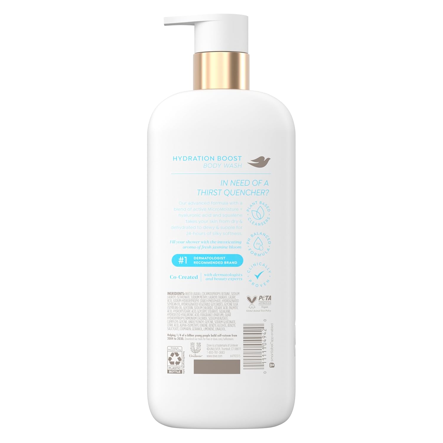 Hydrating Body Wash with Hyaluronic Acid – Moisture Boost Shower Gel for Dry, Sensitive Skin (18.5 fl oz)