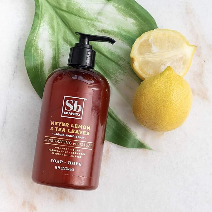 Soapbox Liquid Hand Soap, Meyer Lemon & Tea Leaves - Gentle, Moisturizing Hand Cleanser, Vegan, Cruelty Free Hand Soap for Bathroom and Kitchen, 12oz Pump Bottles (Pack of 3)