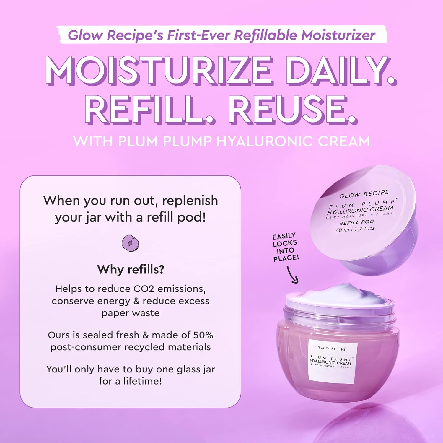 Hydrating Face Cream with Hyaluronic Acid & Peptides – Korean Moisturizer for Dry Skin, Fine Lines & Wrinkles (50ml)