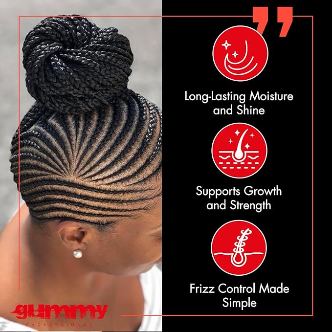 Gummy Professional Braid Control Scalp & Hair Oil - Moisturizing Growth Oil for Women and Men - Hydrating Curl Treatment for Braids, Locs, Frizz and Dry Itchy Scalp - 100ML
