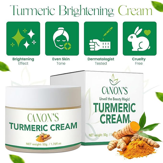 Turmeric Brightening Face Cream – Anti-Aging Facial Moisturizer with Vitamin E, Reduces Dark Spots, Wrinkles, and Improves Skin Tone – Skin Lightening Cream / 1.76fl oz