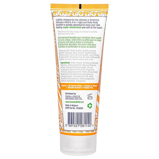 Human+Kind Body Souffle - Light, Fluffy Skin Conditioner for Hydrating and Smoothing Dry Skin - Natural, Vegan Formula with Shea Butter and Apricot Kernel Oil - Light, Fresh Fragrance - 6.76 oz