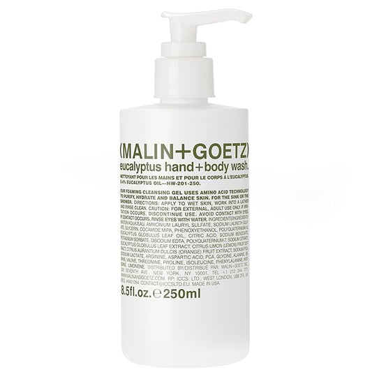 MALIN+GOETZ Eucalyptus Hand + Body Wash – natural hydrating soap,cleansing and purifying for all skin types, prevents stripping or irritation on sensitive skin. Cruelty-free. 8.5 fl oz