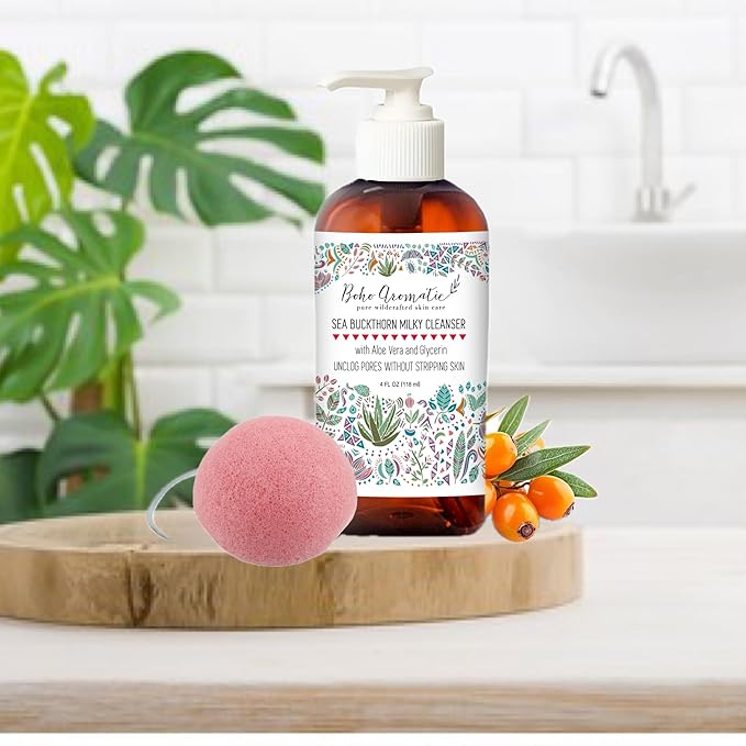 Sea Buckthorn Milky Face Wash – Gentle Daily Facial Cleanser with Aloe Vera – Brightening, Non-Drying, pH-Balanced Formula for Sensitive Skin & Pores – Natural Hydrating Skincare