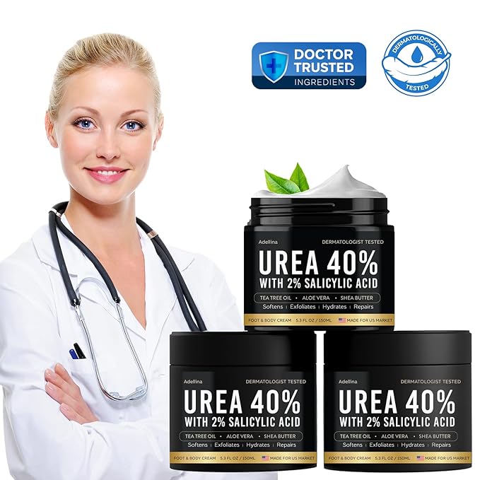 Urea Cream 40 Percent for Feet Maximum Strength, Urea Foot Cream for Dry Cracked Heels Feet Knees Elbows, 40% Urea Foot Repair Lotion 5.3 OZ