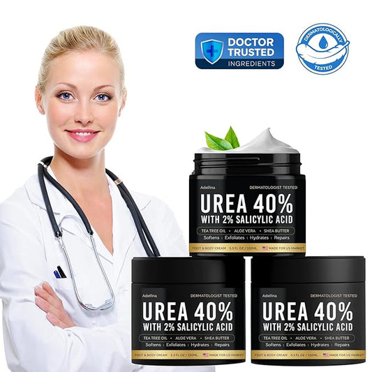 Urea Cream 40 Percent for Feet Maximum Strength, Urea Foot Cream for Dry Cracked Heels Feet Knees Elbows, 40% Urea Foot Repair Lotion 5.3 OZ