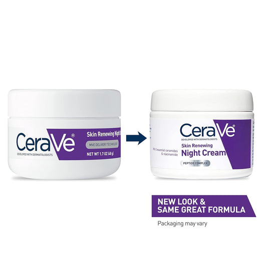 Skin Renewing Night Cream 🌙 | Niacinamide + Peptide Complex + Hyaluronic Acid Face Moisturizer 💧 | Anti-Aging Night Cream for Fine Lines & Wrinkles | Deep Hydration | 1.7 oz