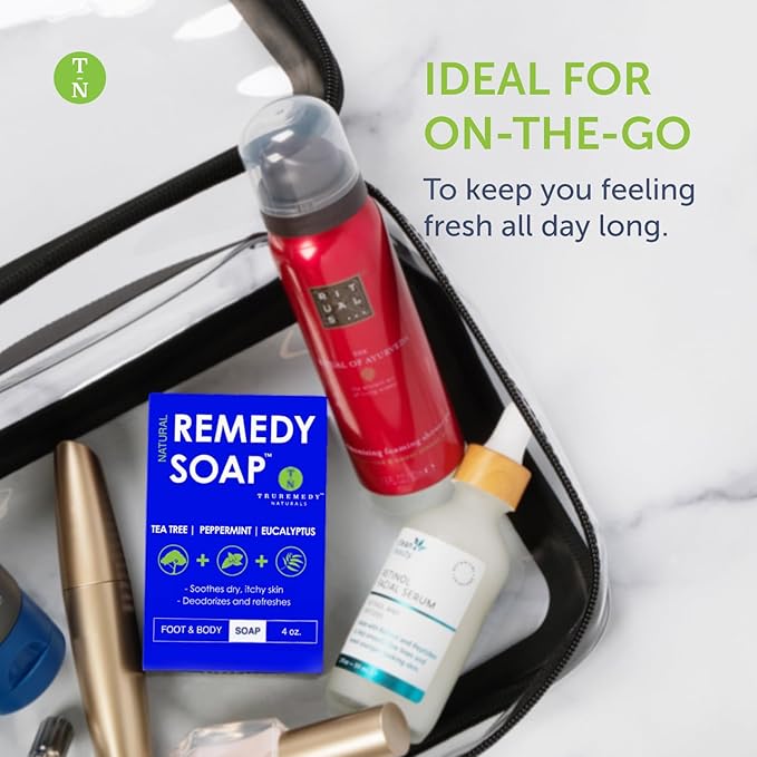 Truremedy Naturals Pack of 2 Tea Tree Body Wash with Peppermint and Eucalyptus - Soothing Tea Tree Oil Bar Soap for Men and Women - Refreshing Foot and Body Soap Bars for All Skin Types